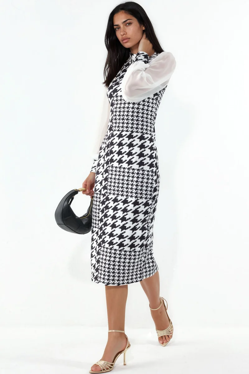 جينيفر Geometric Bodycon Midi Dress