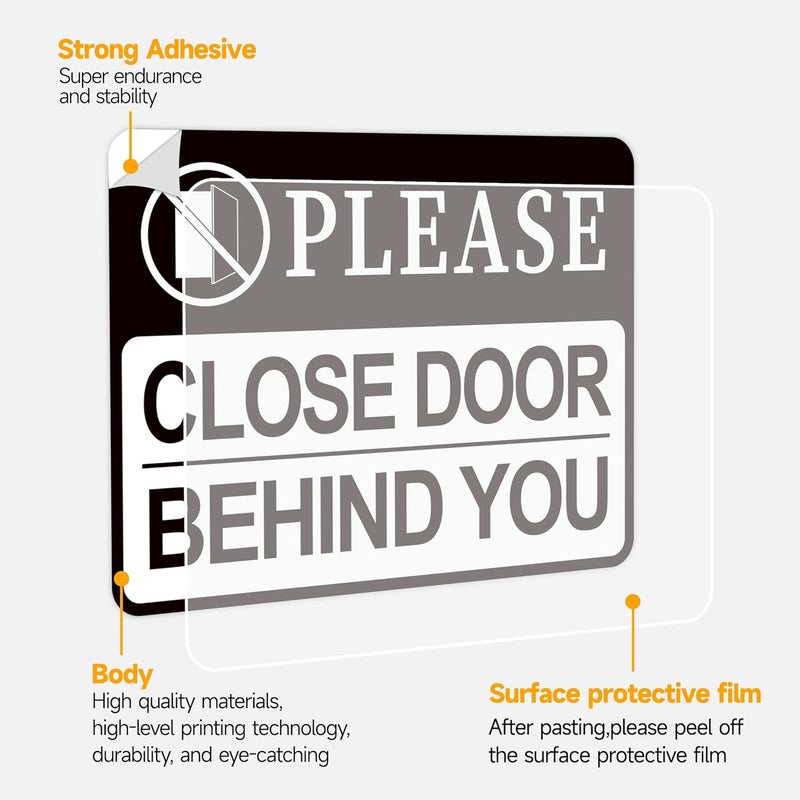 LUHIMO Please Close Door Behind You Sign, Self Adhesive Weatherproof Vinyl Close The Door Stickers, Keep Door Closed Sign for Home Office Business Hospital Restroom School - Image 4