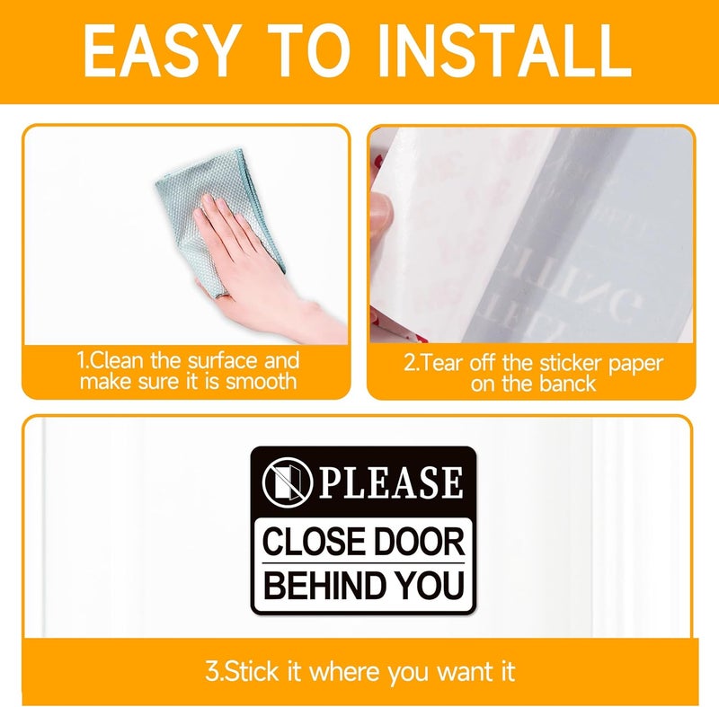LUHIMO Please Close Door Behind You Sign, Self Adhesive Weatherproof Vinyl Close The Door Stickers, Keep Door Closed Sign for Home Office Business Hospital Restroom School - Image 3