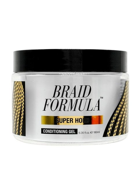 Braid Formula Conditioning Gel, Super Hold, 6.35 Oz | Great for Braiding, Twisting, Edges, No Residue, No Flaking, Strong Hold, High Shine, Smoothing with Clean, No Build-up
