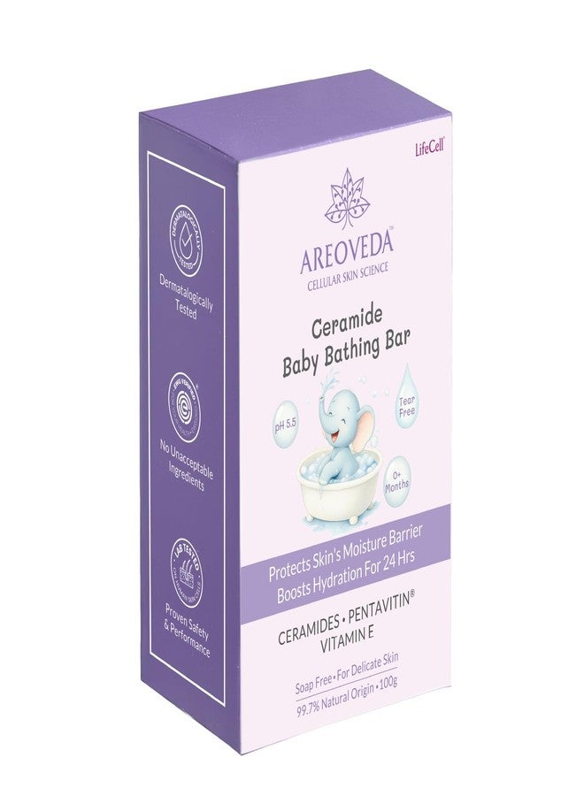 AreoVeda Ceramide Baby Bathing Bar (100 gm) | 24Hrs Hydration | Fights Germs | Lab Tested, EWG Verified, Cellularly Proven - Image 2