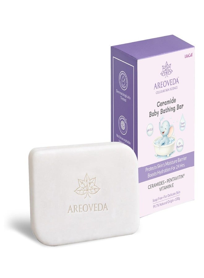 AreoVeda Ceramide Baby Bathing Bar (100 gm) | 24Hrs Hydration | Fights Germs | Lab Tested, EWG Verified, Cellularly Proven - Image 1