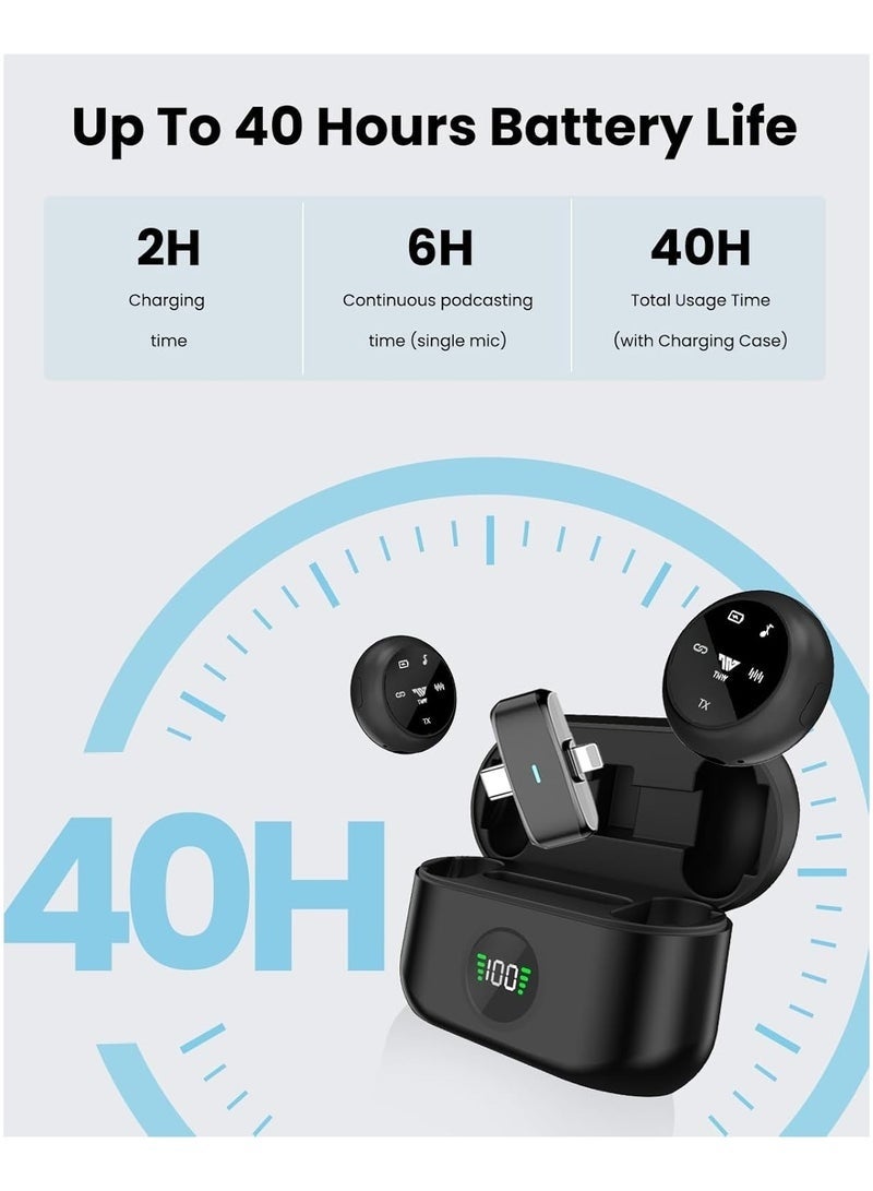 Bukela Wireless Lavalier Microphone for iPhone/Android, K31 PRO Mini Mic with Noise Cancellation, 40H, 50M Range, 2in1 Clip&Magnetic Lapel Mic for Video Recording, Tiktok, Podcast, Streaming, Vlogging-Black - Image 5