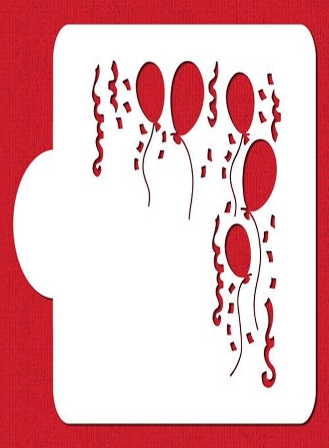 Designer Stencils C075 Balloons and Streamers Cake Stencil, Beige/semi-transparent - Image 2