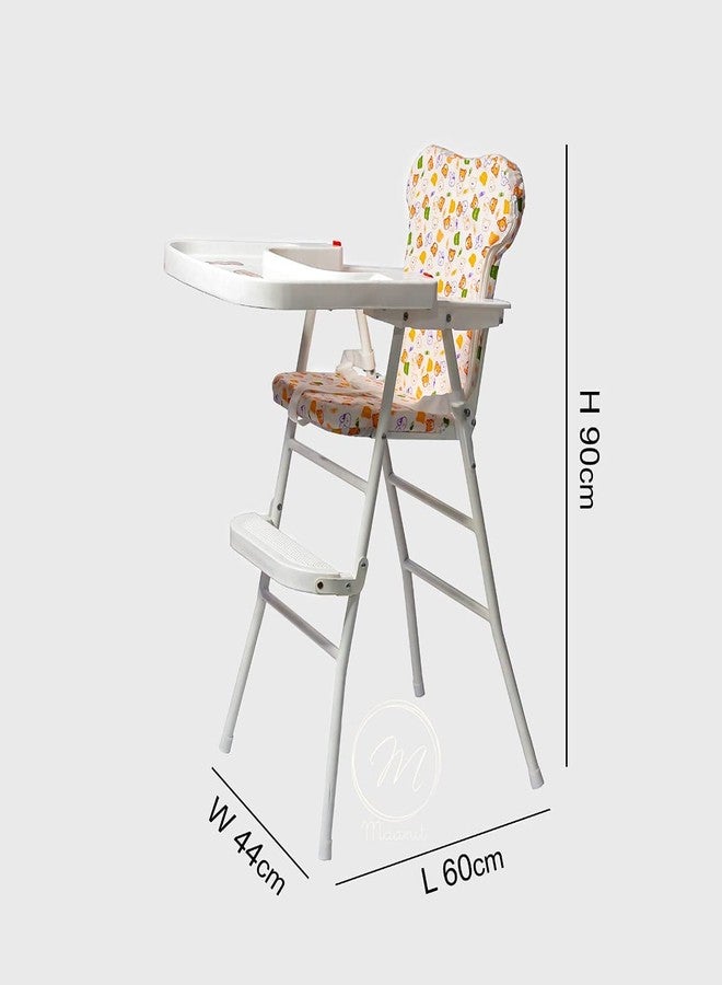 Maanit Mealtime High Chair with Soft Cushion and Protection Belt for Baby (Beige) - Image 4