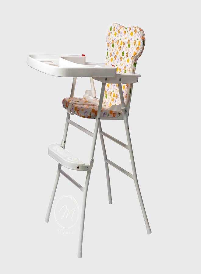 Maanit Mealtime High Chair with Soft Cushion and Protection Belt for Baby (Beige) - Image 1