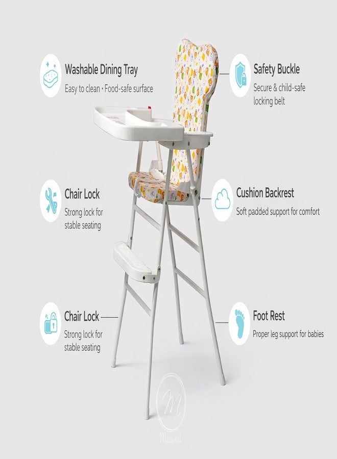 Maanit Mealtime High Chair with Soft Cushion and Protection Belt for Baby (Beige) - Image 2
