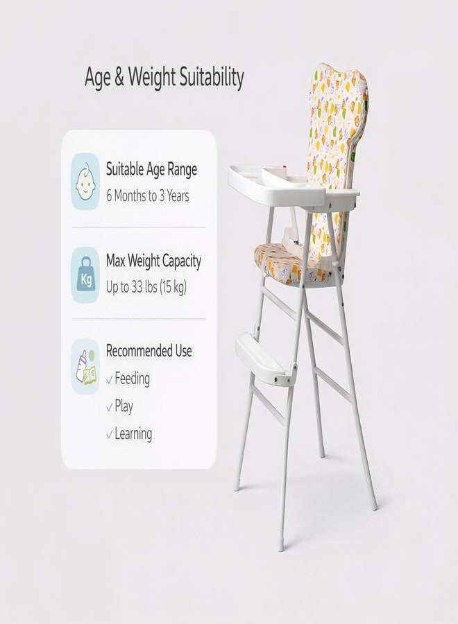 Maanit Mealtime High Chair with Soft Cushion and Protection Belt for Baby (Beige) - Image 3