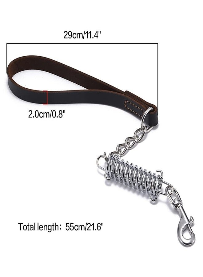 DONGKER Dog Chain Lead,21.6" Leather Explosion-Proof Spring Short Dog Leash with Metal Alloy Buckle for Medium Large Dogs Training Walking - Image 4