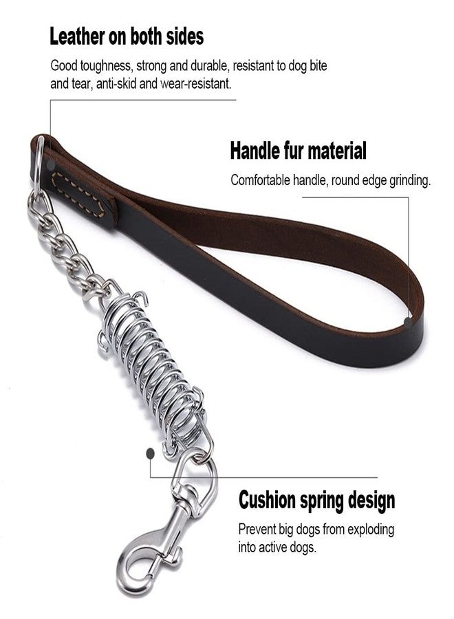 DONGKER Dog Chain Lead,21.6" Leather Explosion-Proof Spring Short Dog Leash with Metal Alloy Buckle for Medium Large Dogs Training Walking - Image 2