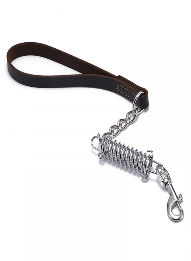 DONGKER Dog Chain Lead,21.6" Leather Explosion-Proof Spring Short Dog Leash with Metal Alloy Buckle for Medium Large Dogs Training Walking - Image 1
