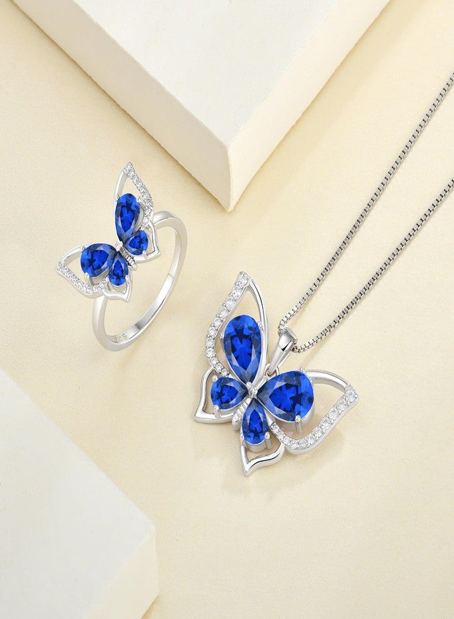 YL Butterfly Rings 925 Sterling Silver Simple Ring Created Sapphire Statement Jewelry for Women-size5 - Image 4