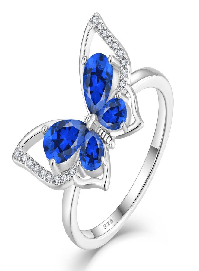 YL Butterfly Rings 925 Sterling Silver Simple Ring Created Sapphire Statement Jewelry for Women-size5 - Image 1