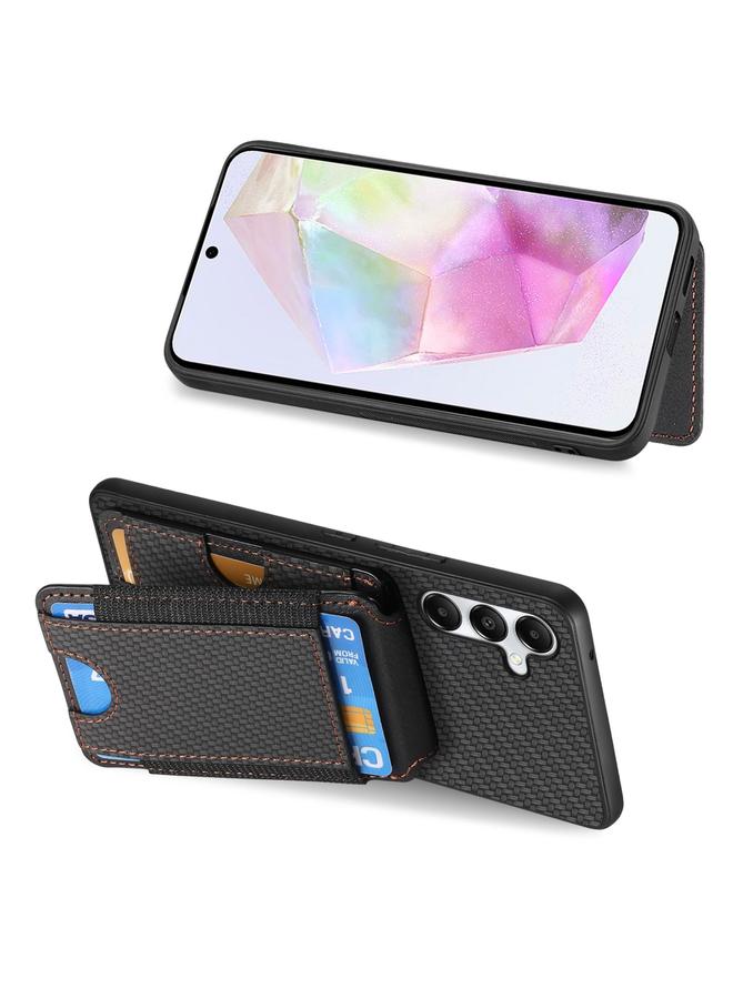 S-TOP Case For Samsung Galaxy A34 5G Carbon Fiber Vertical Flip Wallet Stand Phone Case - Image 5