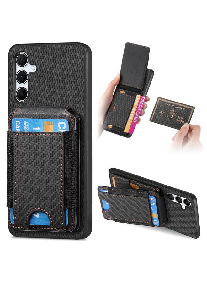 S-TOP Case For Samsung Galaxy A34 5G Carbon Fiber Vertical Flip Wallet Stand Phone Case - Image 1