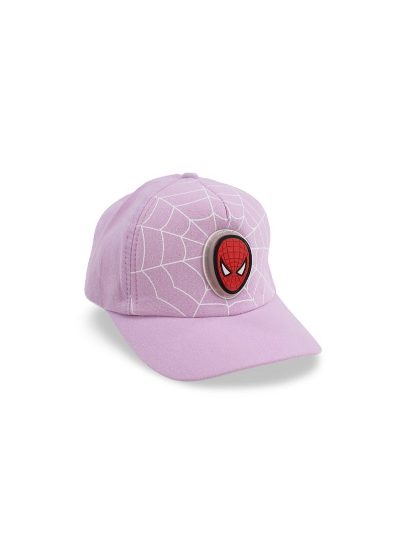 Fancy Girls Cotton Cap – Pink with Spider Design - Image 1