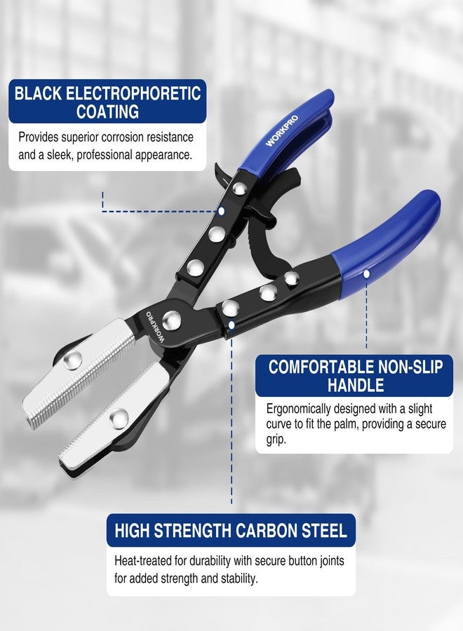 WORKPRO 3-Piece Ratcheting Hose Pinch Off Pliers Set, 8", 10", 12" Locking Hose Pinch Pliers Set with Storage Bag - for Radiator, Coolant, Automotive, Fuel Lines - Image 3