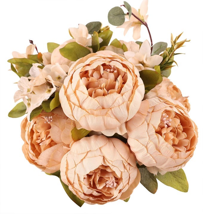 ARTIFICIAL PEONY SILK FLOWERS FAKE FLOWERS VINTAGE WEDDING HOME DECORATIONPACK OF 1 LIGHT CHAMPAGNE