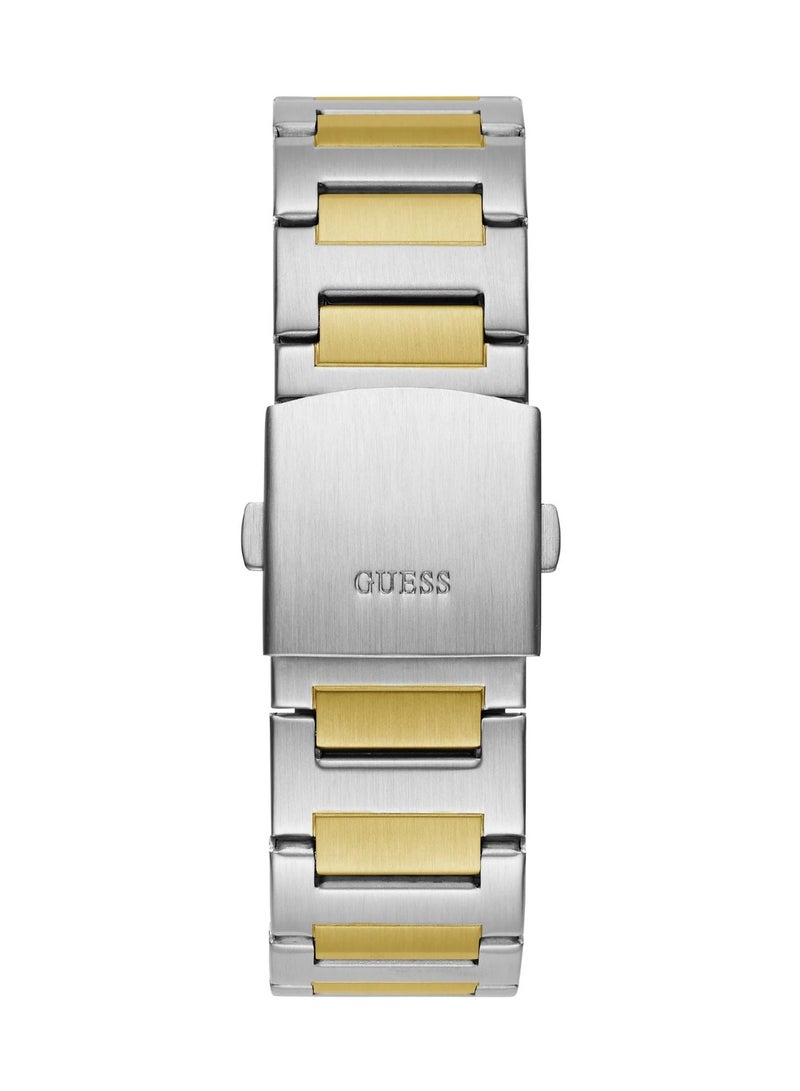 GUESS ساعة جيت للرجال بقرص أخضر من الكوارتز التناظري من الفولاذ المقاوم للصدأ GW0795G1 - 45 مم - Image 4