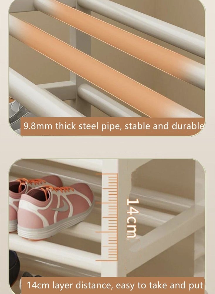 كوتيس 5-طبقات بسيطة رف الأحذية الجمعية الأحذية الرف تخزين المنظم الفولاذ المقاوم للصدأ الأبيض 60x23x73 سم - Image 2