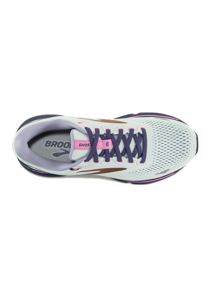 Brooks 【Back To School】Ghost 15 Cushioning Professional Men and Women  Running Shoes Light Gray/Purple  - Image 4