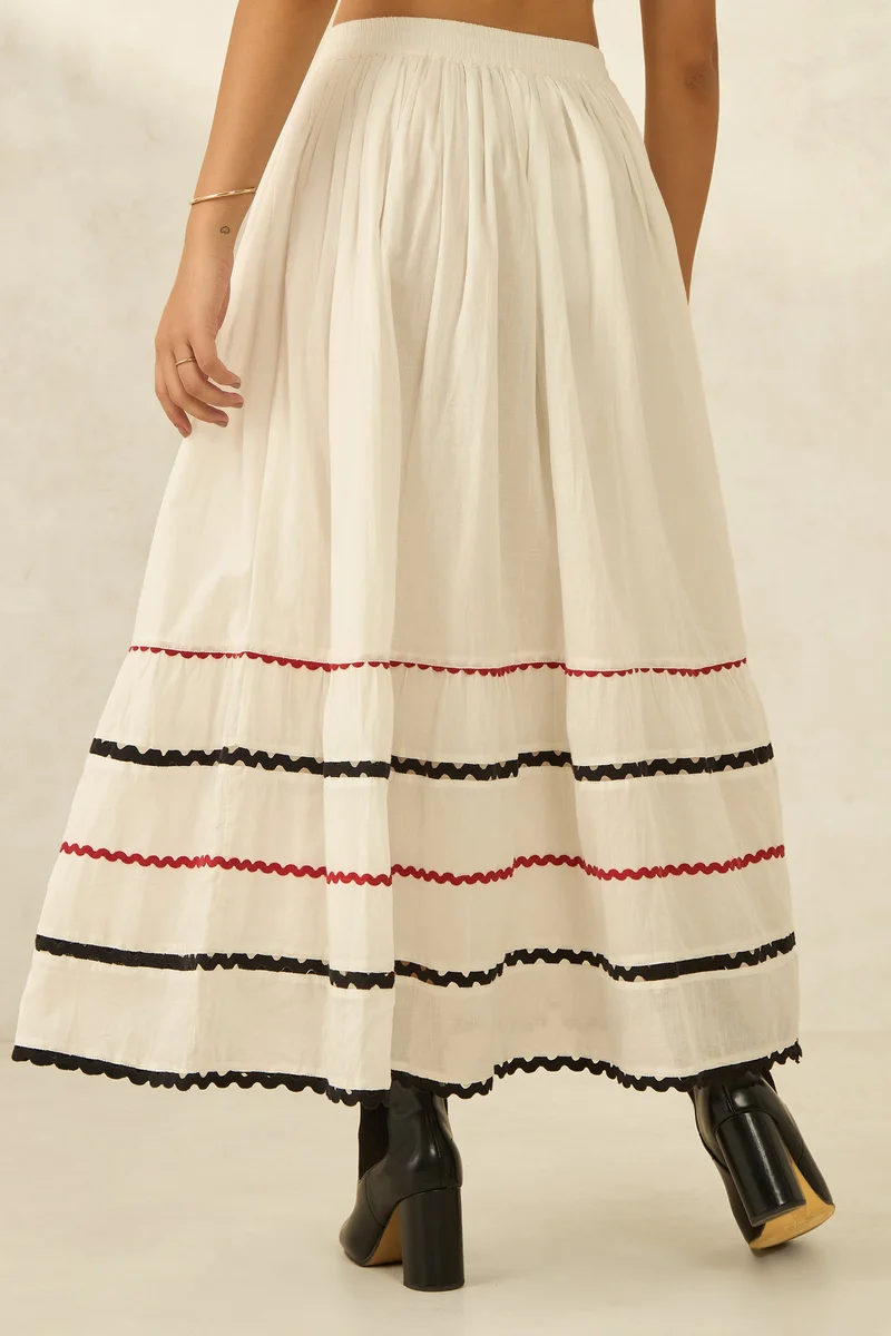 Virgio Cotton Flared Brunchwear Lace Skirts for Women