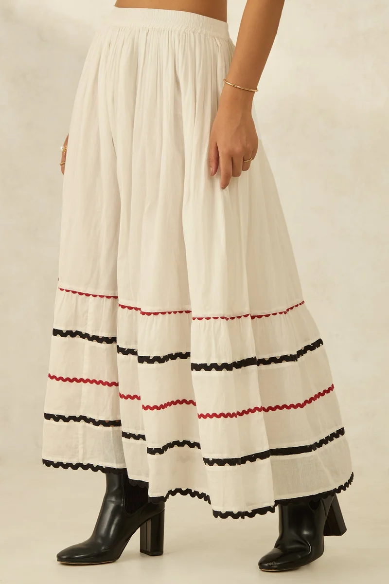 Virgio Cotton Flared Brunchwear Lace Skirts for Women