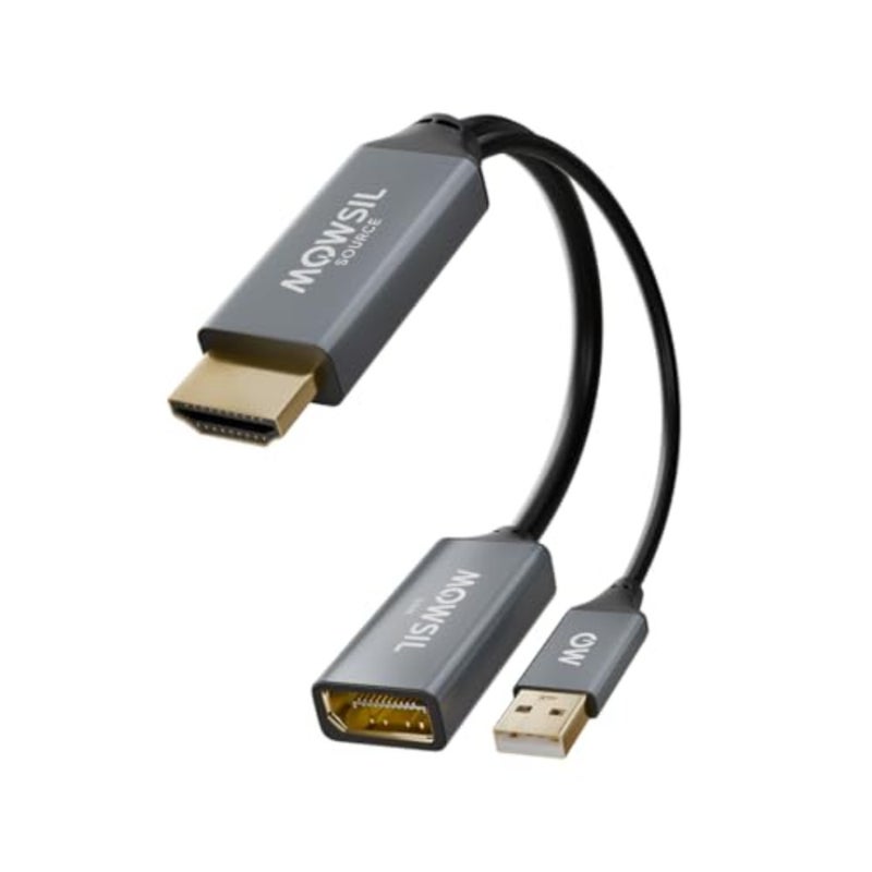 HDMI to DisplayPort Adapter with USB Power, 4K@60Hz HDMI Male to DP Female Converter, Active Video Adapter for Monitor, Projector Desktop PC, Plug Play Aluminum Build - Image 1