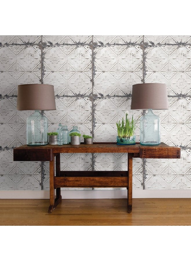 NuWallpaper Vintage Tin Tile Peel & Stick Wallpaper  - Image 2