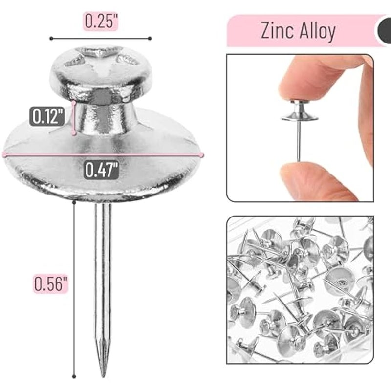 - Double Headed Picture Hanging Nails, 25 Pack, Silver, Picture Nails, Tacks for Wall Hangings, Wall Pins for Hanging, Wall Nails for Hanging, Thumb Tacks for Wall Hanging, Picture Hangers - Image 3