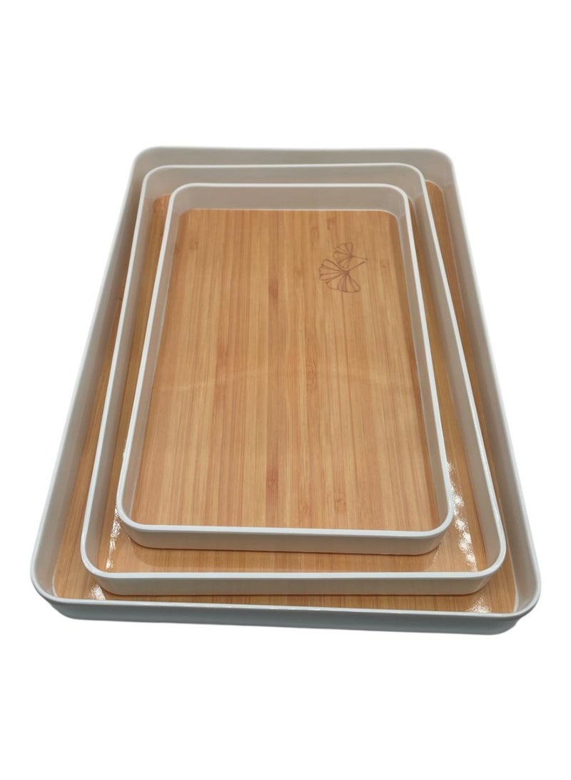 طقم صواني تقديم فاخرة من الميلامين مكون من 3 قطع - Image 1