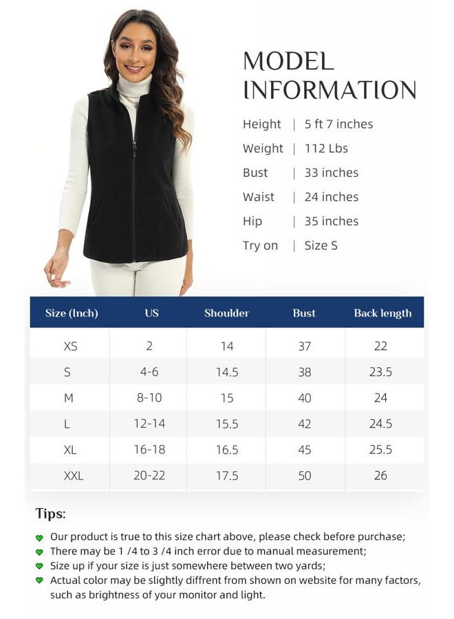 Xeoxarel Women's Fleece Vest, Lightweight Sleeveless Outerwear Zip Up 6 Pockets for Fall & Winter Casual Clothes & Clothing Black S - Image 5