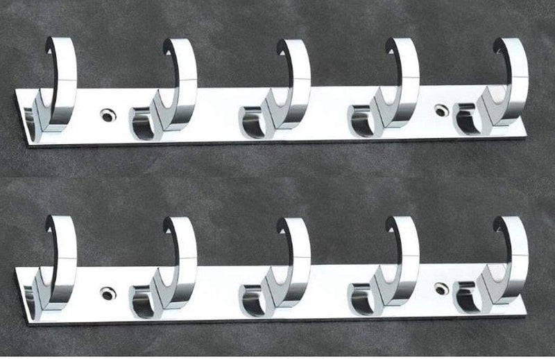 iSTAR Stainless Steel 5 Pin Bathroom Cloth Hooks Hanger Door Wall Bedroom Bathroom Robe Hooks Rail for Hanging Keys, Clothes, Towel Steel Hook (Pack of 2, Silver) - Image 1