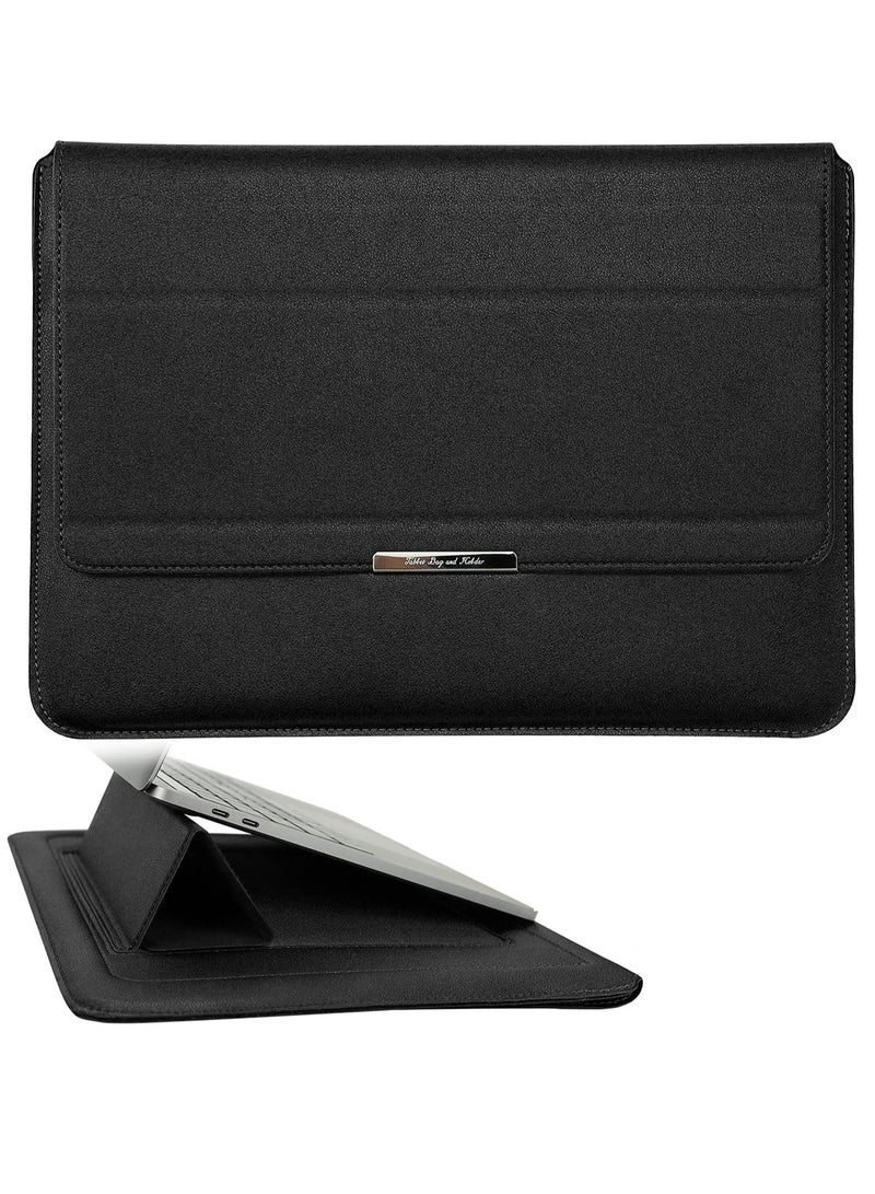Business PU with case mouse Leather Laptop Sleeve Bag For Macbook Pro 13 /14 inch - Black  - Image 2