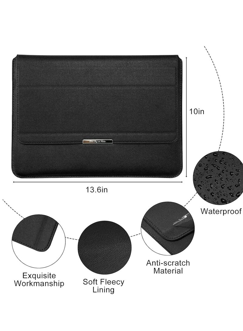 Business PU with case mouse Leather Laptop Sleeve Bag For Macbook Pro 13 /14 inch - Black  - Image 3