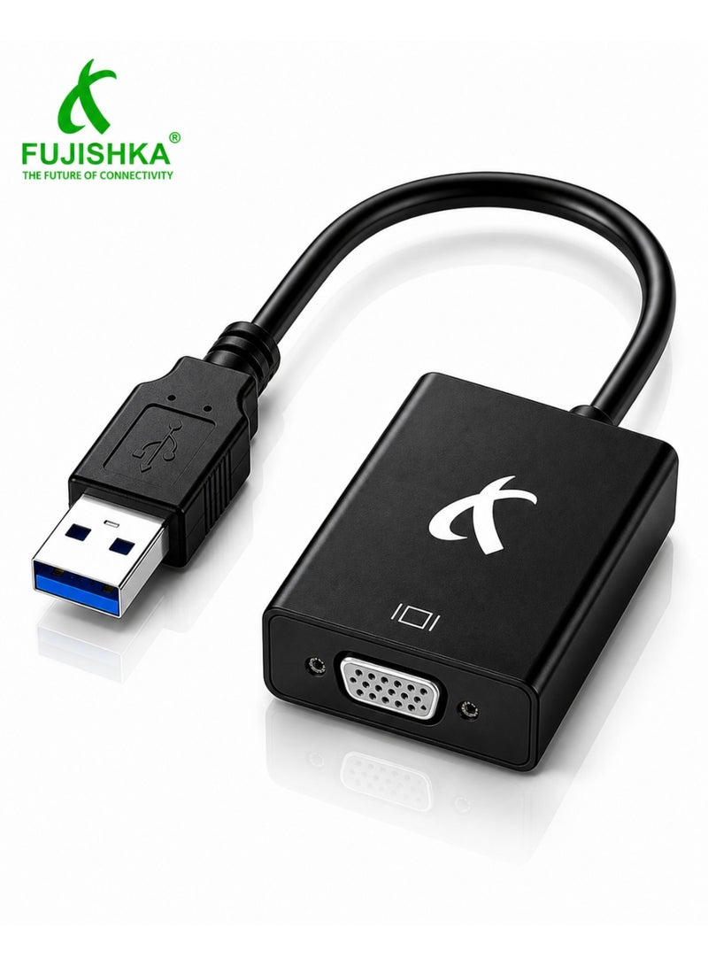 Fujishka USB 3.0 to VGA Adapter 25CM | 1080p Full HD | Dual Screen for Laptop - Image 1