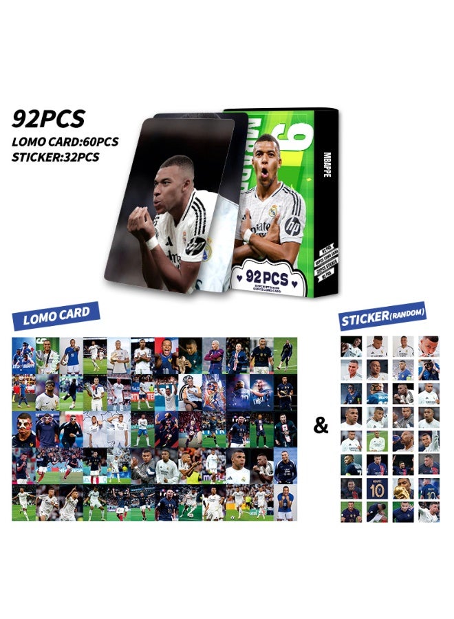 NIBEMINENT 92 Pcs Football Player Kylian Mbappé Lomo Cards Card For Fans Collection Gifts - Image 2