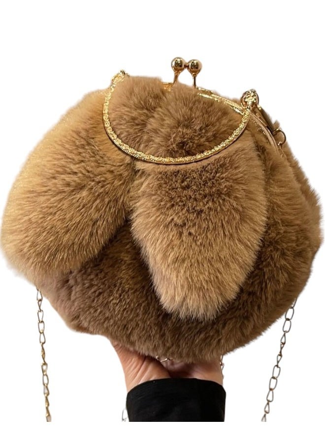 Toy Box - Cute Rabbit Ear Bag With Chain/Handbag/Crossbody Sling Bag/Purse/Stylish Bags for Girls Brown - Image 1