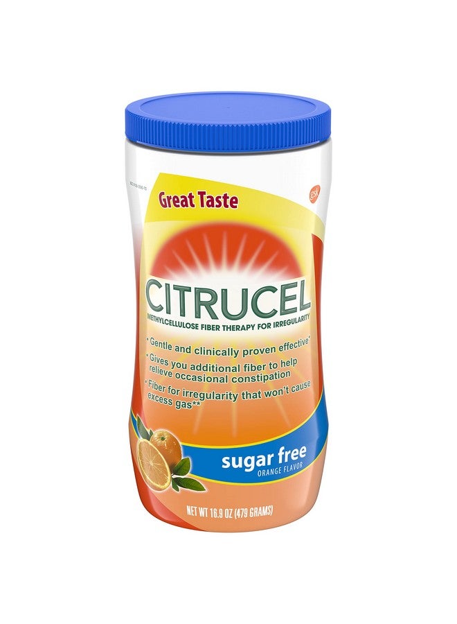 سيتروسيل مسحوق علاج الألياف الميثيل سلولوز بنكهة البرتقال الخالي من السكر من Citrucel للانتظام، 16.9 أونصة (عبوة من 3 قطع) - Image 1