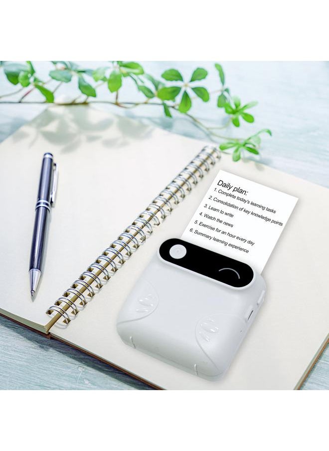 Mini BT Wireless Pocket Printer Portable Instant Mobile Printer Thermal Paper Receipt Printer Label Sticker Compatible with Android iOS Smartphone Windows for Journal Study Notes Memo Photo Picture Printing
