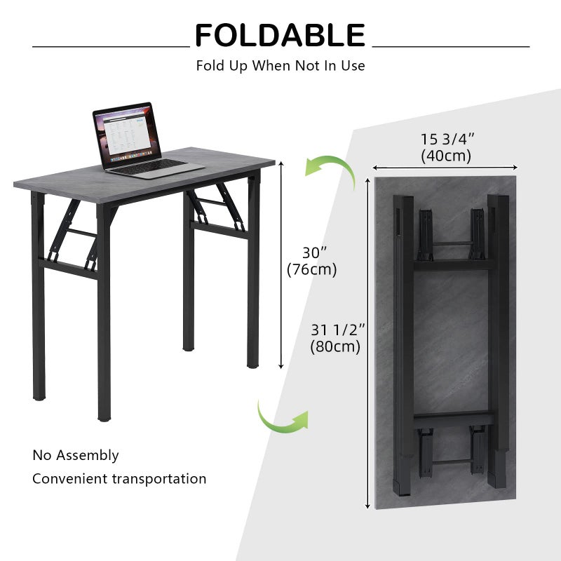 Need Small Desk 31 1/2" No Assembly Foldable Writing Table,Sturdy and Heavy Duty Folding Computer Desks for Small Space/Home Office/Dormitory AC5LB(80 * 40) - Image 5