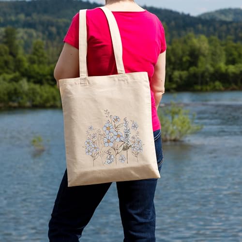 Metsi Canvas Tote Bags For Women With Internal Zipper, College Bag For Girls, 100% Organic Cotton Tote Bag For Traveling & Daily Use Totes Shopping Shoulder Bag, White - Image 5