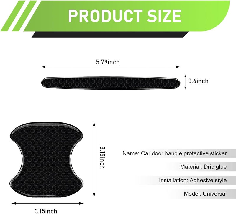 winterrock 8PCS Car Door Handle Protector, Reflective Car Door Handle Bowl Stickers, Self-Adhesive Anti-Scratch Doors Handles Paint Protective Film, Universal Protection Guard for Most Cars (Black) All usage compatible - Image 2