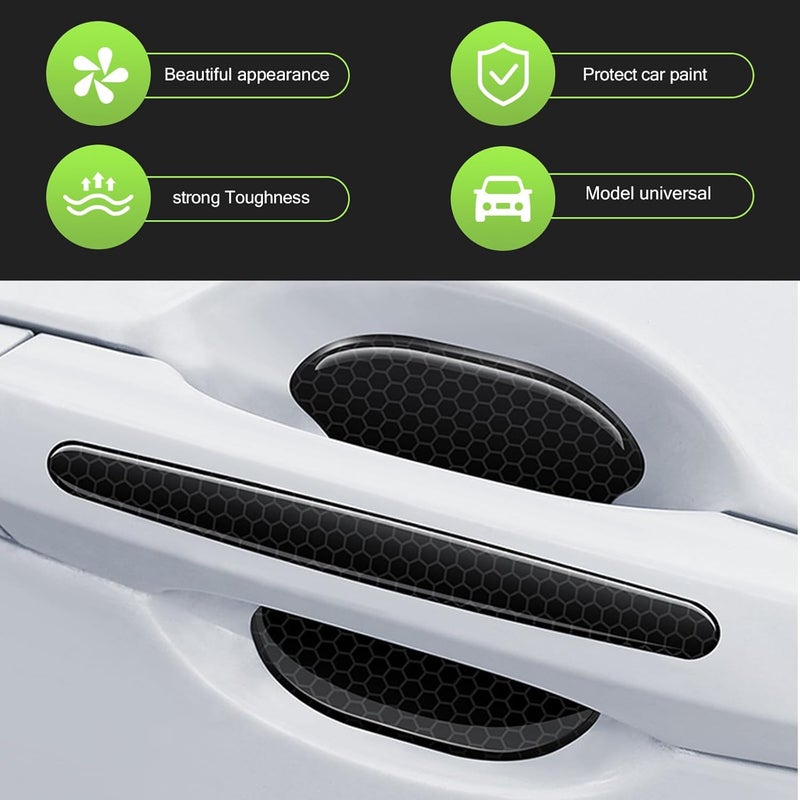 winterrock 8PCS Car Door Handle Protector, Reflective Car Door Handle Bowl Stickers, Self-Adhesive Anti-Scratch Doors Handles Paint Protective Film, Universal Protection Guard for Most Cars (Black) All usage compatible - Image 3