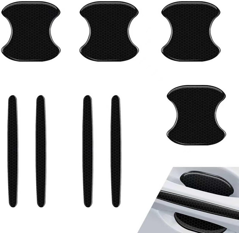 winterrock 8PCS Car Door Handle Protector, Reflective Car Door Handle Bowl Stickers, Self-Adhesive Anti-Scratch Doors Handles Paint Protective Film, Universal Protection Guard for Most Cars (Black) All usage compatible - Image 1