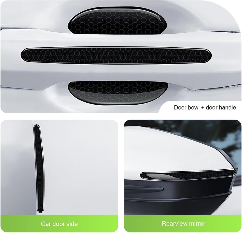 winterrock 8PCS Car Door Handle Protector, Reflective Car Door Handle Bowl Stickers, Self-Adhesive Anti-Scratch Doors Handles Paint Protective Film, Universal Protection Guard for Most Cars (Black) All usage compatible - Image 4