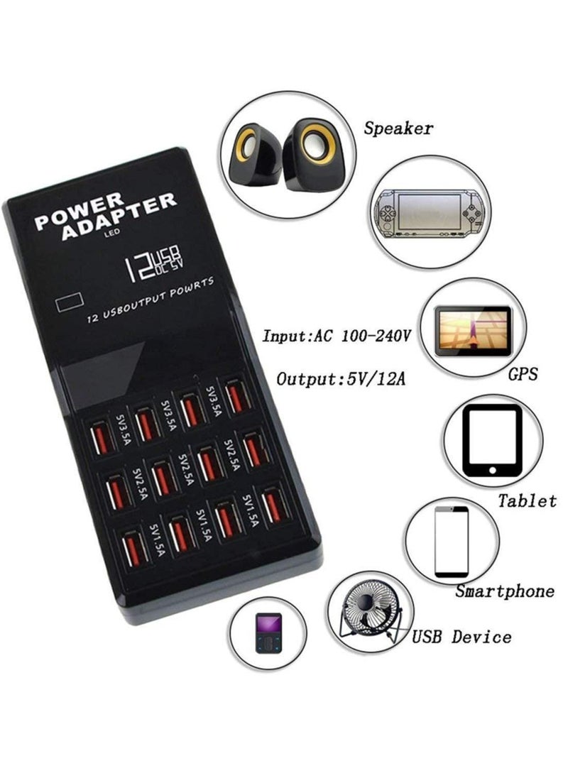 واي آند دي USB Charger 12 Port Desktop Hub Wall Charge All Your Devices with Ease for Smartphone Tablets  - Image 5