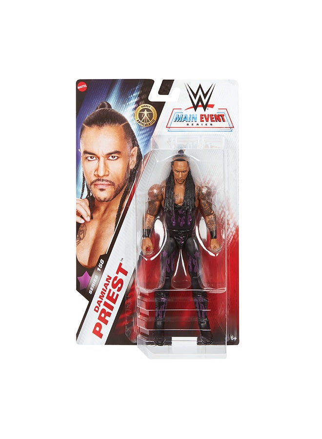 WWE Mattel WWE Damian Priest Action Figure, Main Event Series #158, 6-inch Collectible Superstar with 14 Articulation Points & Life-Like Look - Image 2