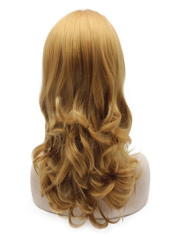 MX angel Medium Long Wavy Blonde Synthetic Lace Front Blond Wig Natural - Image 4