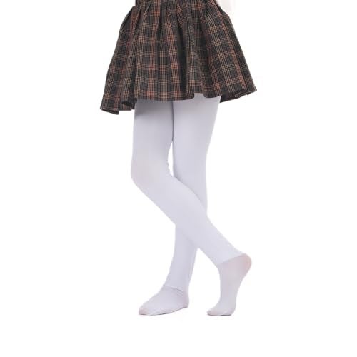 EVERSWE Girls Winter Warm Fleece Lined Tights Thick Dance Tights (9-11, White) - Image 4